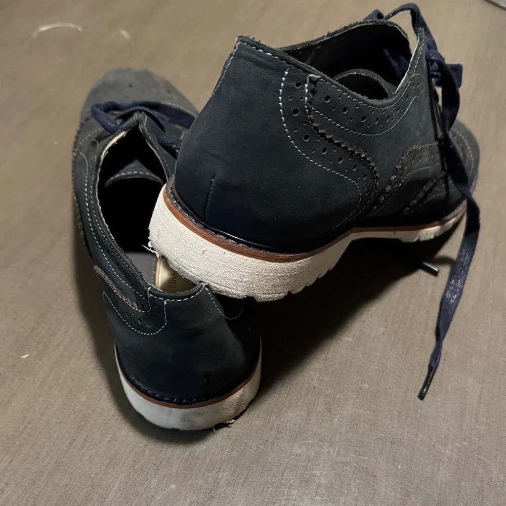 Kenneth Cole Navy Suede Wingtip Derby Sneakers